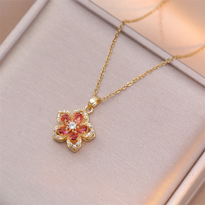 Elegant Rotatable Flower Necklace