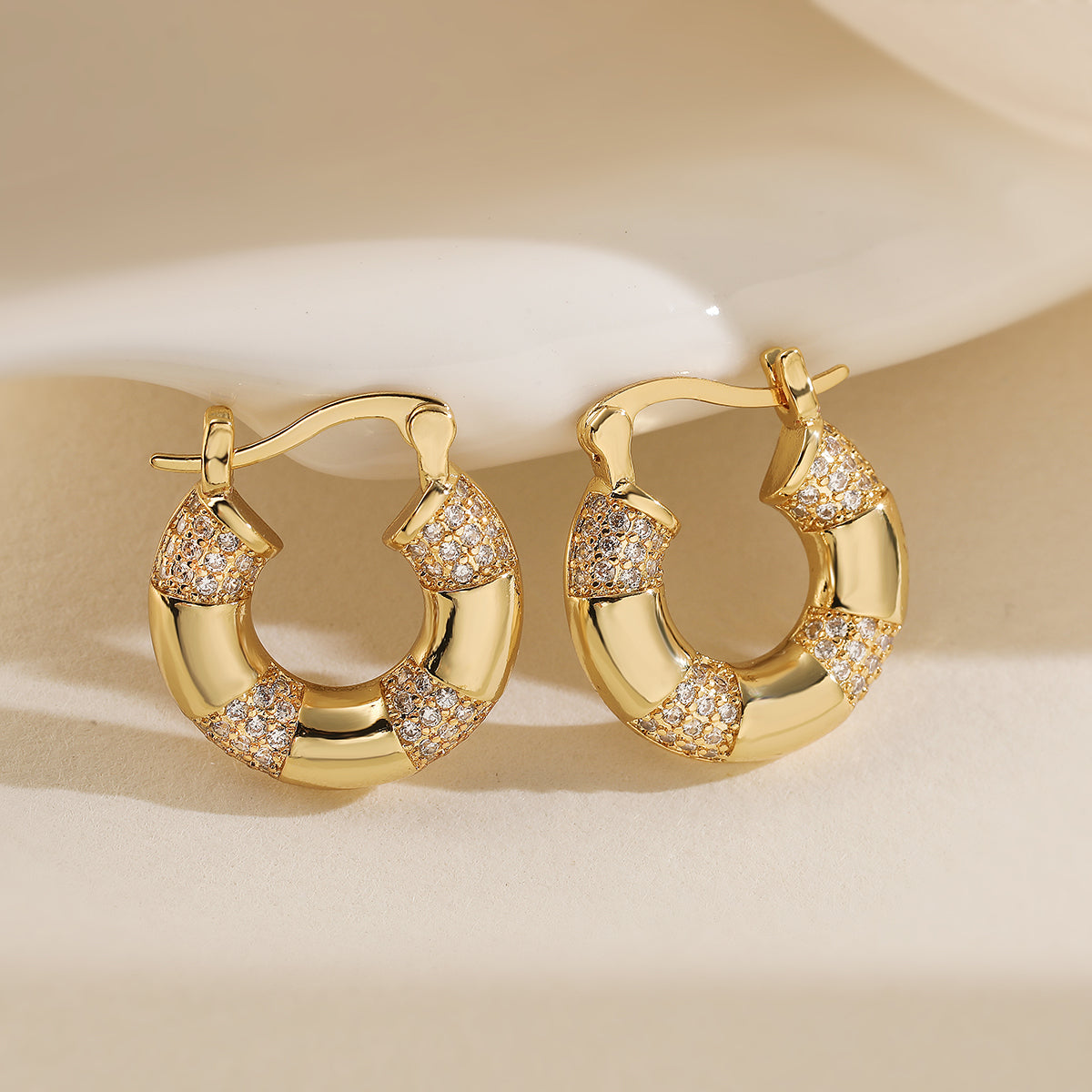 Chunky Crystal Accent Hoop Earrings