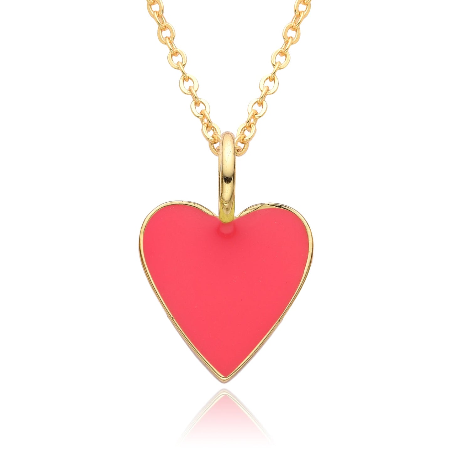 Gold Enamel Heart Pendant Necklace