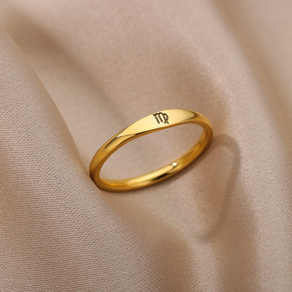 Zodiac Constellation Stainless Steel Ring