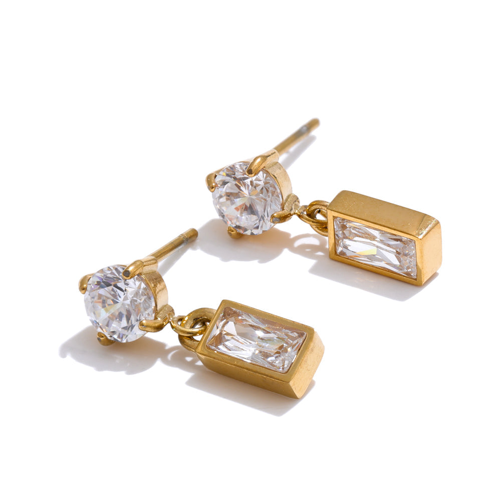 Two-Stone Crystal Drop Earrings