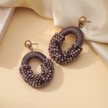 Beaded Gold Cluster Stud Earrings