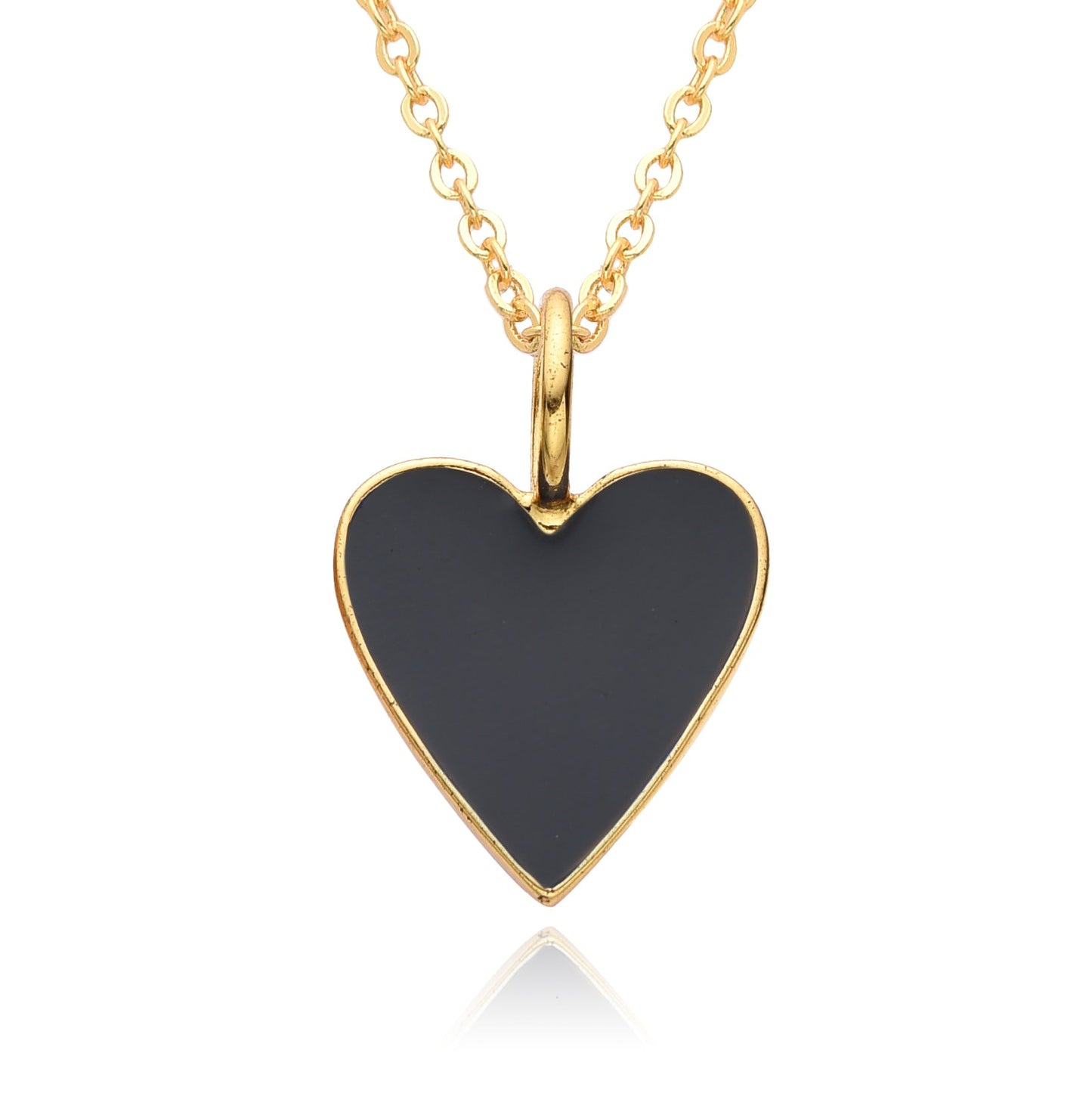 Gold Enamel Heart Pendant Necklace