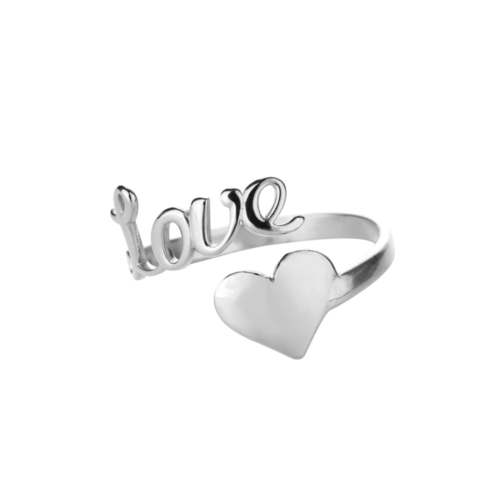 Open Heart Stainless Steel Ring