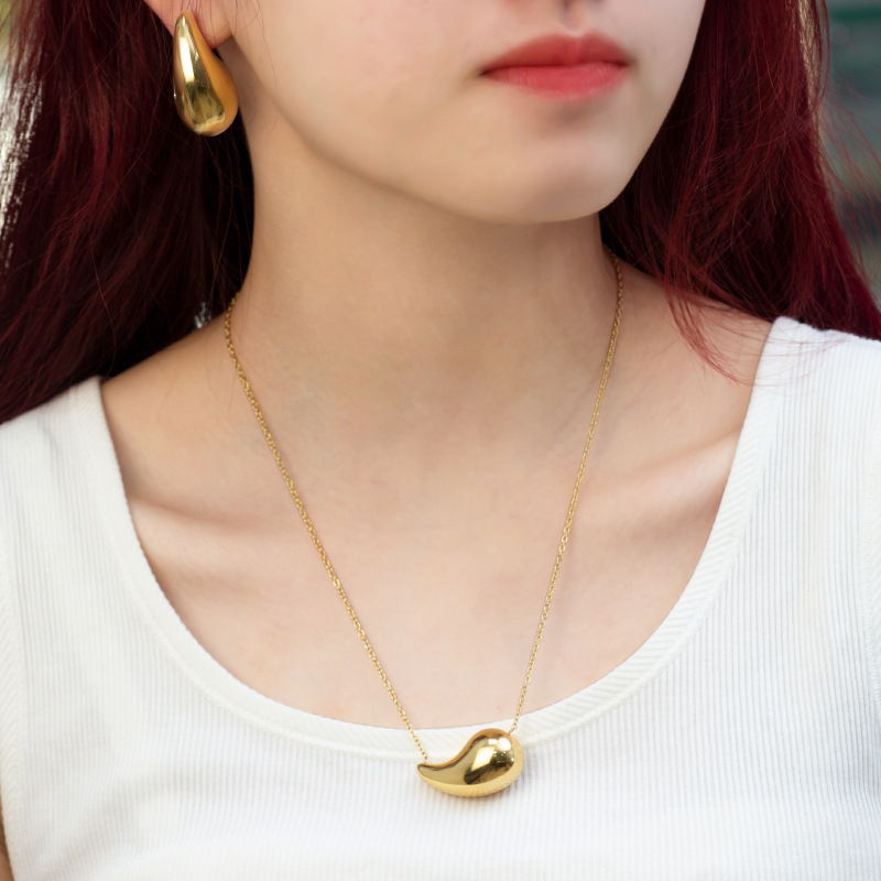 Gold-Tone Abstract Teardrop Necklace & Earring Set