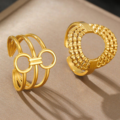 2pc Bold Geometric Ring Set