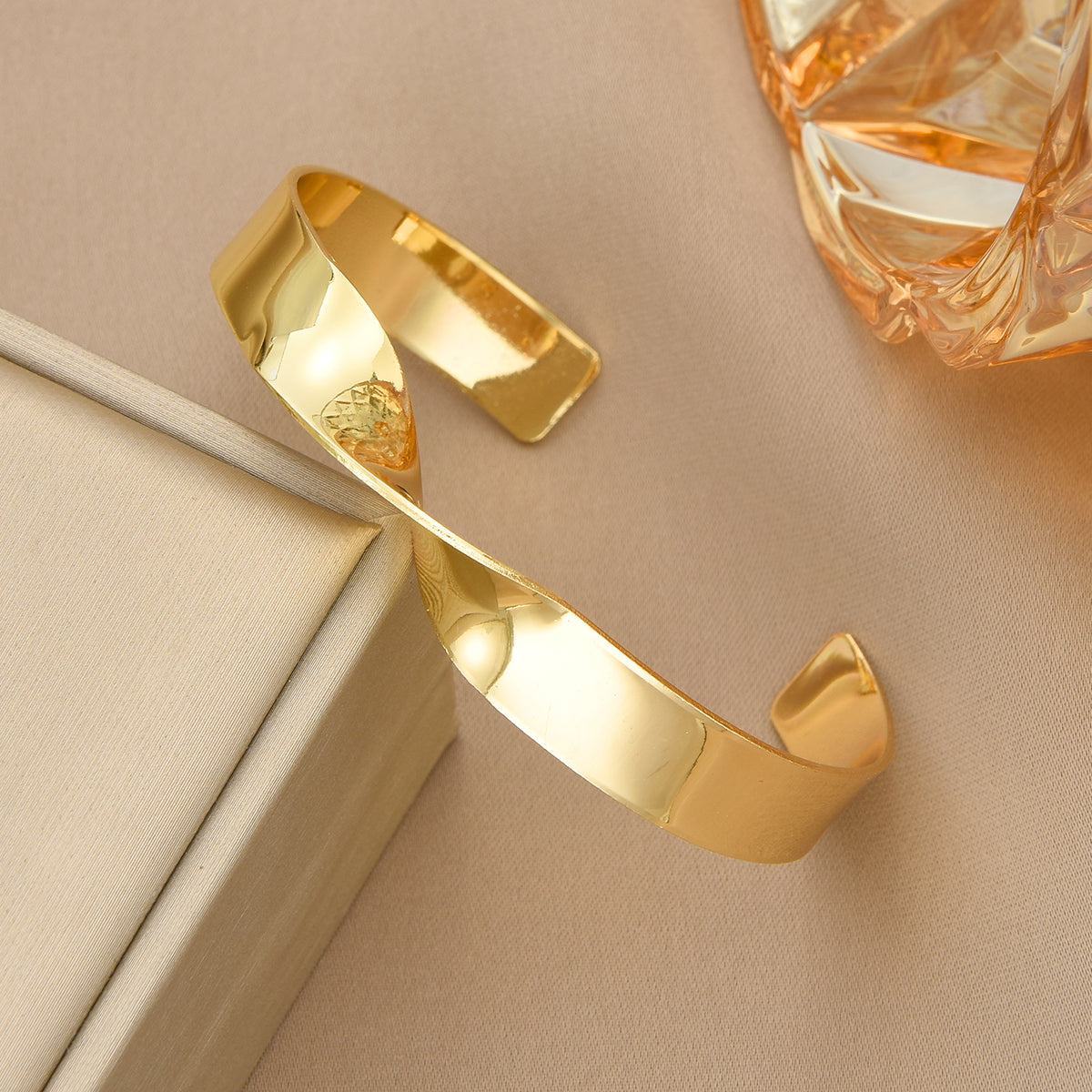 Twist Design Gold Cuff Bracelet