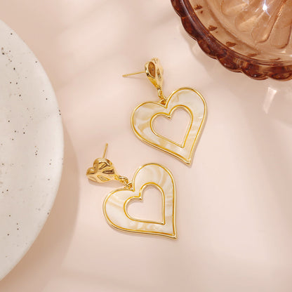 Marbled Heart Drop Earrings
