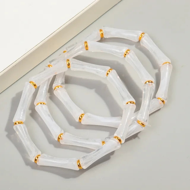 3pcs Gold Bamboo Bangle Bracelet Stack