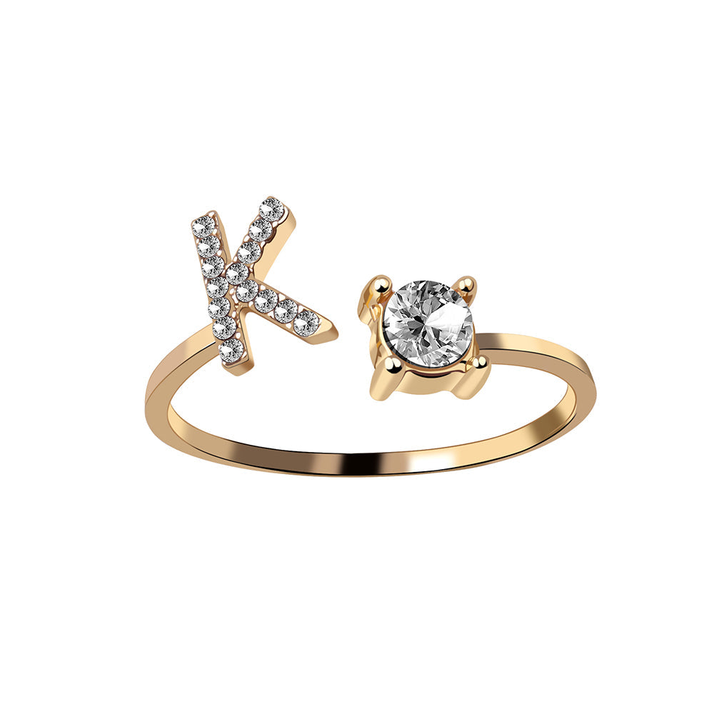 Crystal Initial Open Ring