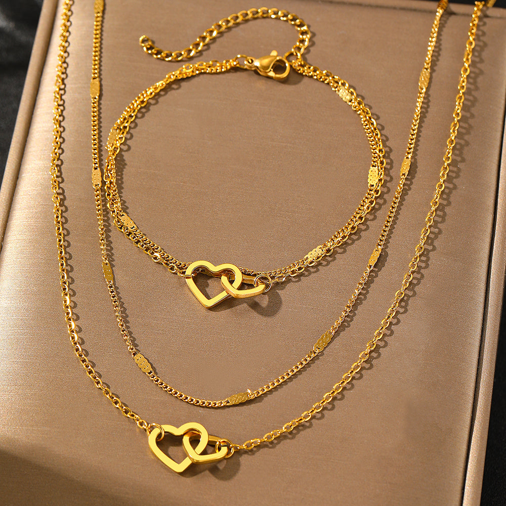 3pc Interlocking Heart Jewelry Set