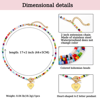 Beaded Heart Initial Pendant Necklace