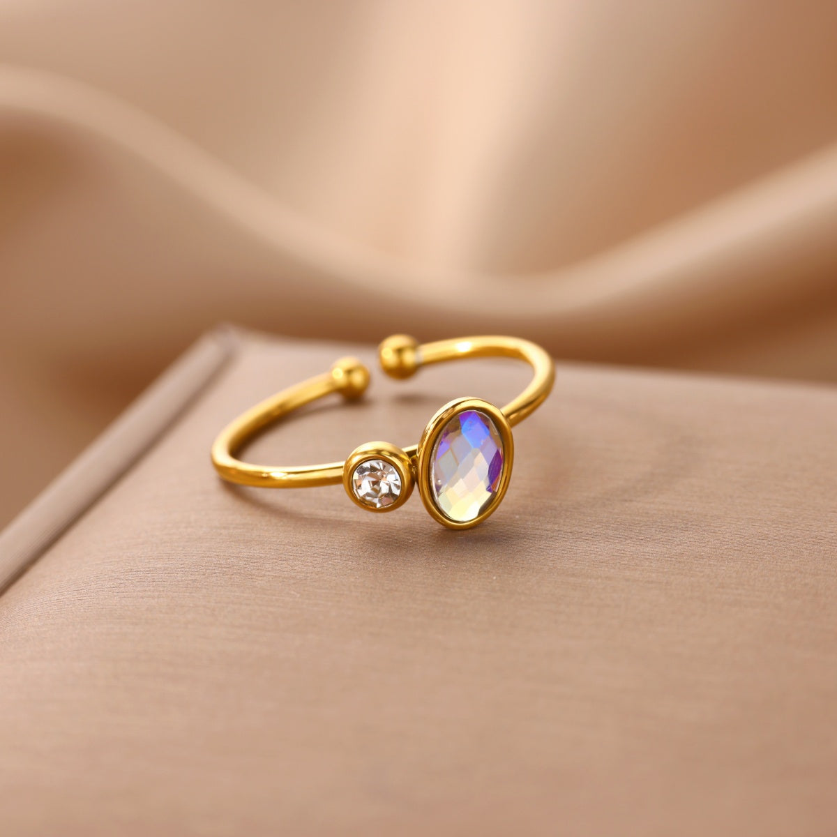 Iridescent Duo Stone Ring