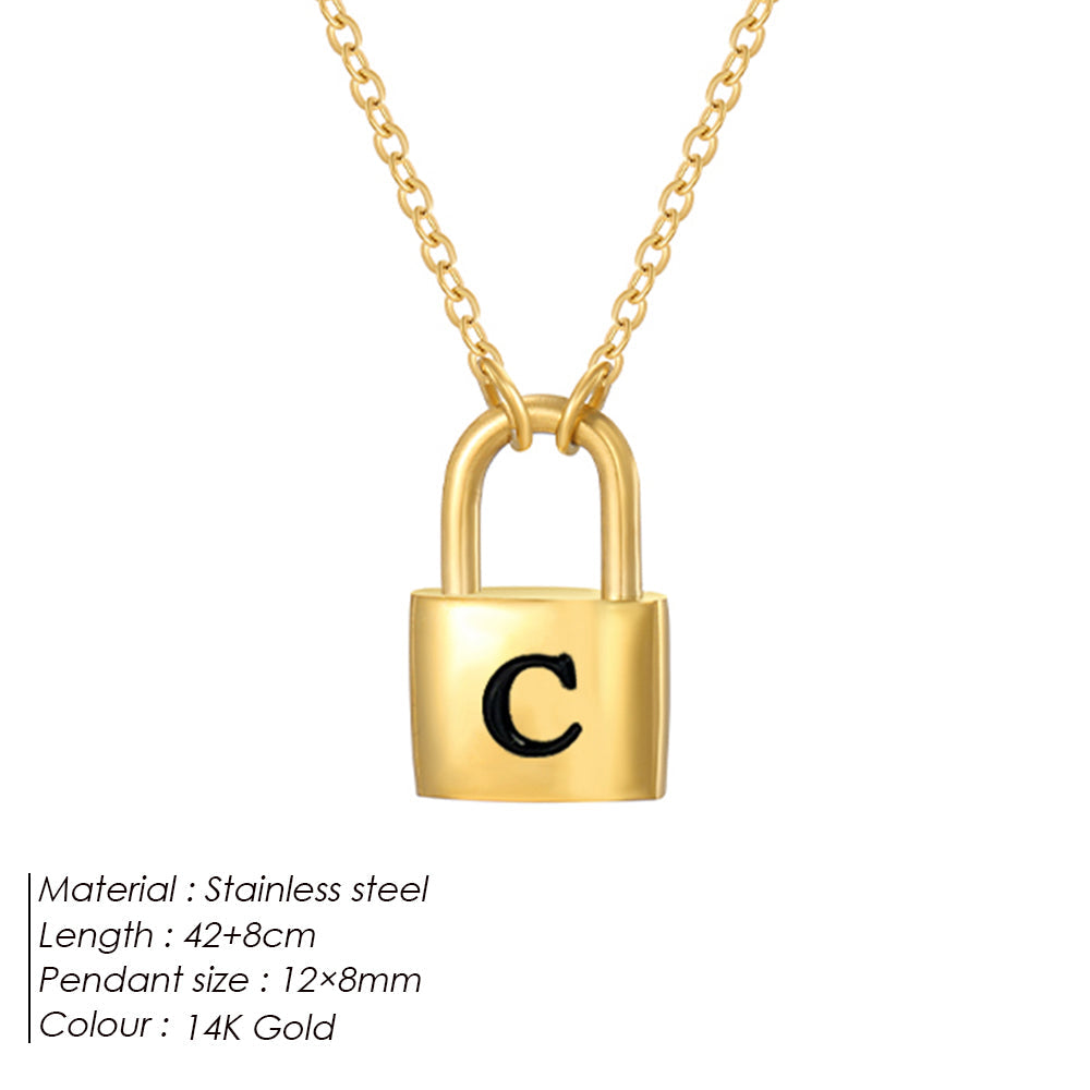 Initial Padlock Pendant Necklace