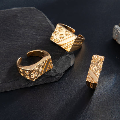 3pc Chunky Vintage Gold Ring Set