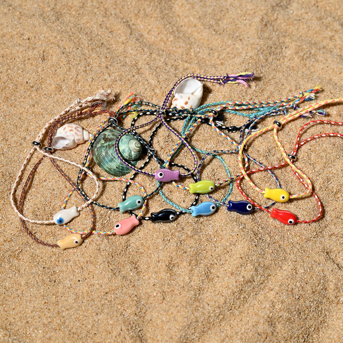 Boho Ceramic Fish String Bracelet