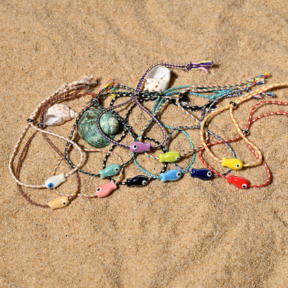 Boho Ceramic Fish String Bracelet