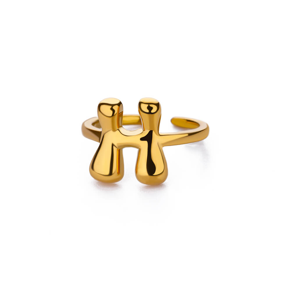 Gold Initial Statement Ring