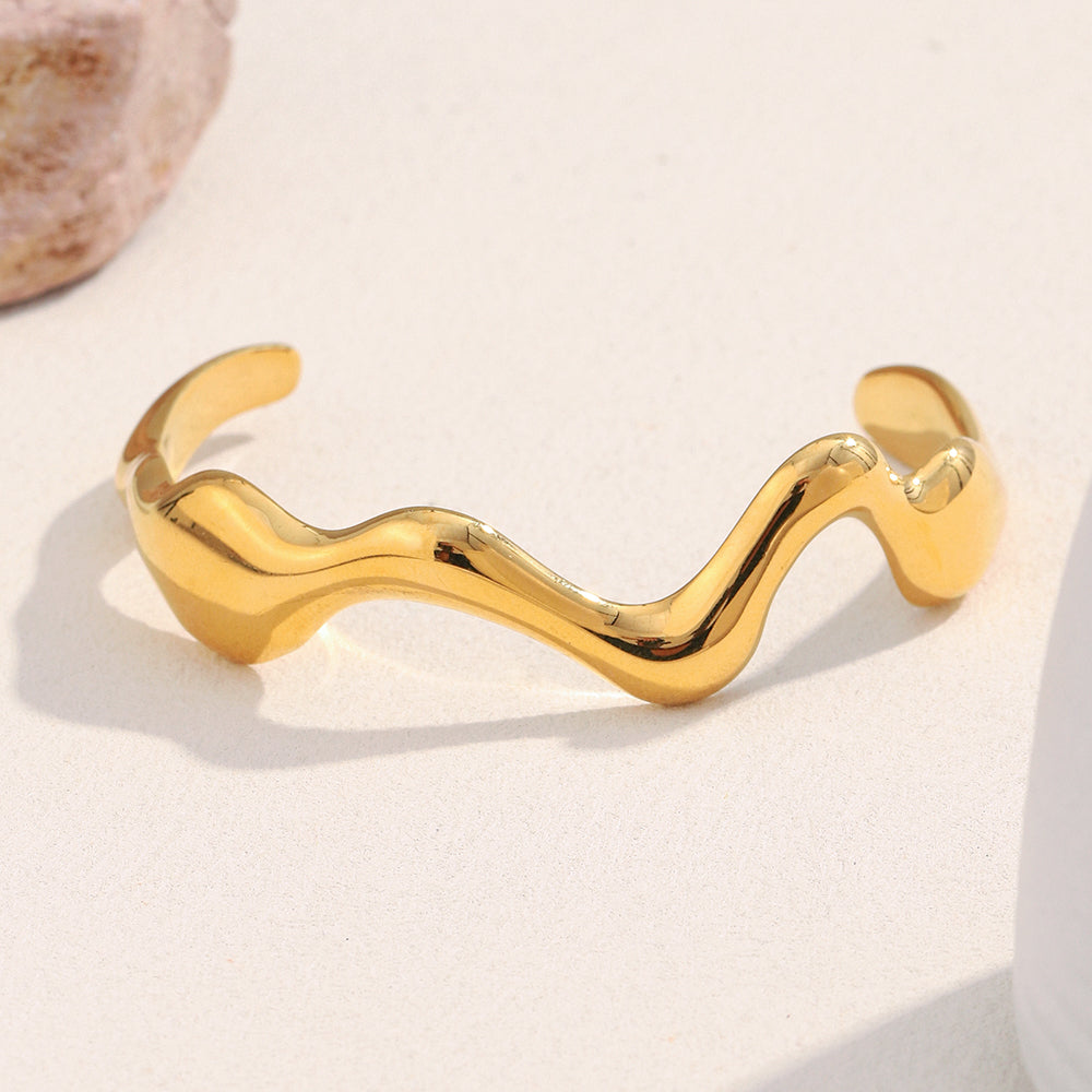 Chunky Abstract Metal Cuff Bracelet