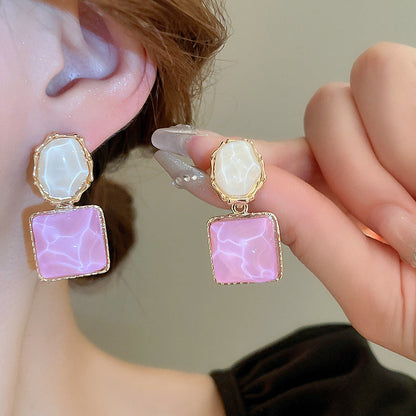 2-Tone Resin Geometric Drop Earrings
