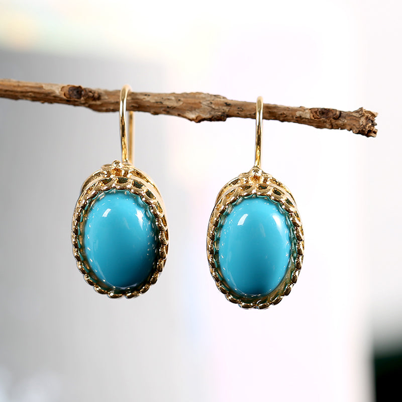 Turquoise Oval Drop Earrings