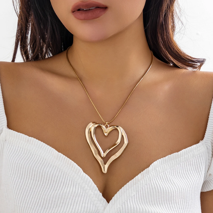 Twin Hollow Hearts Necklace