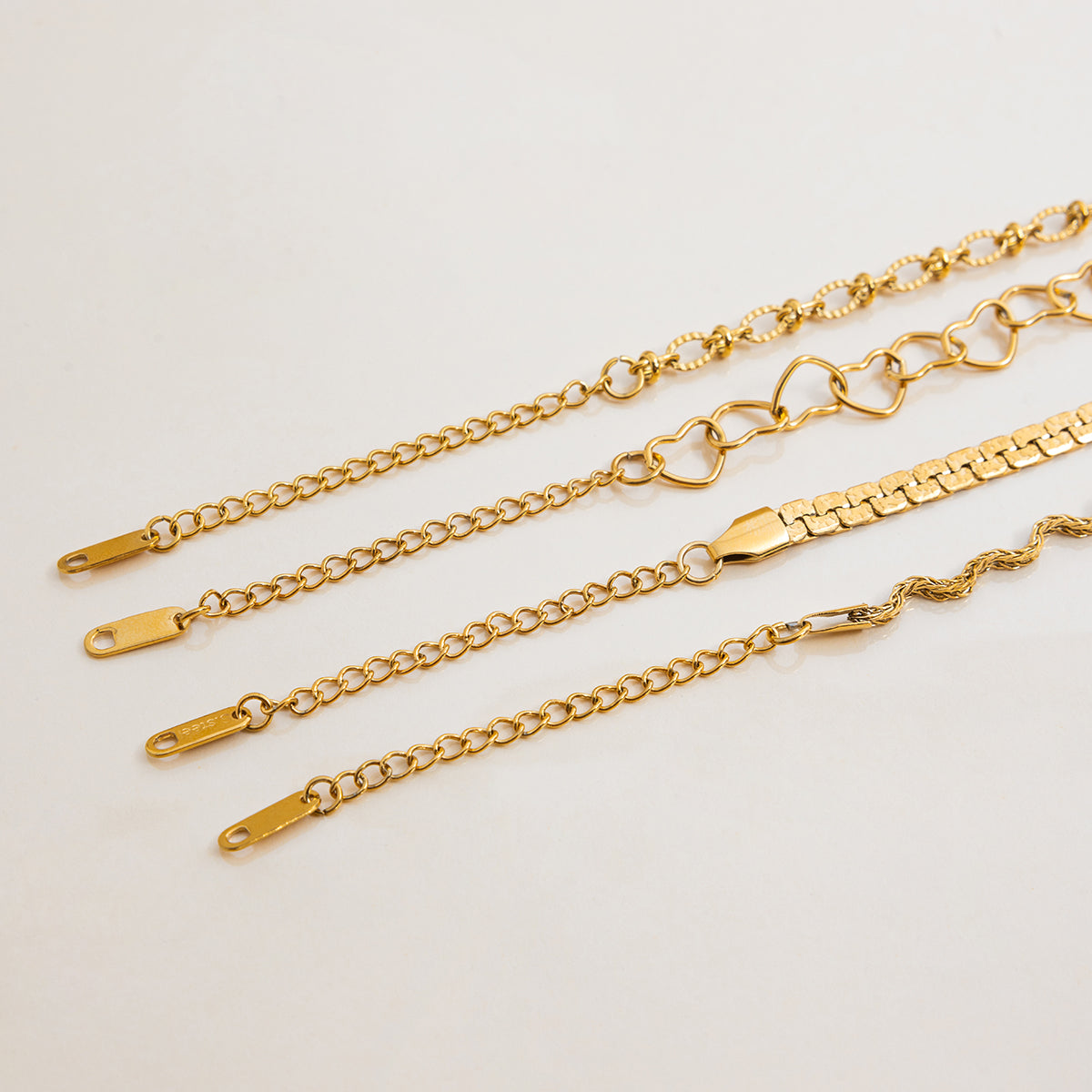 4pc Mixed Texture Chain Bracelet Set