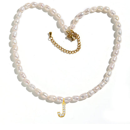 Freshwater Pearl Initial Pendant Necklace