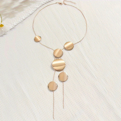 Modern Geometric Disc Y-Necklace