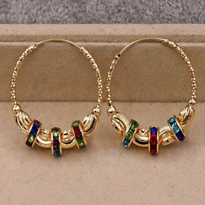 Rainbow Beaded Hoop Earrings
