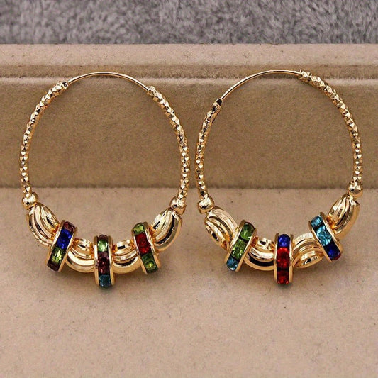 Rainbow Beaded Hoop Earrings