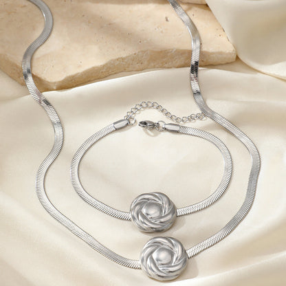 2pc Twisted Medallion Necklace & Bracelet Set