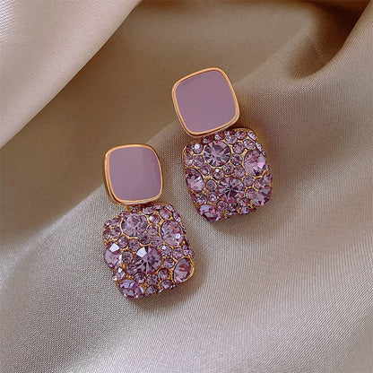 Vintage Purple Crystal Drop Earrings
