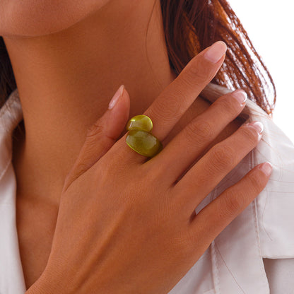 Multicolor Resin Water Drop Chunky Ring