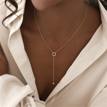 Minimal Circle Drop Pendant Necklace