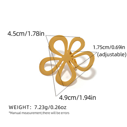 Hollow Flower Stainless Steel Ring