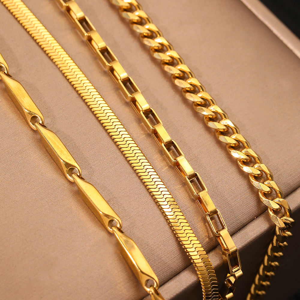 4pc Classic Chain Gold Bracelet Set