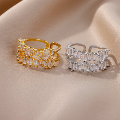 Twin Row Gemstone Ring