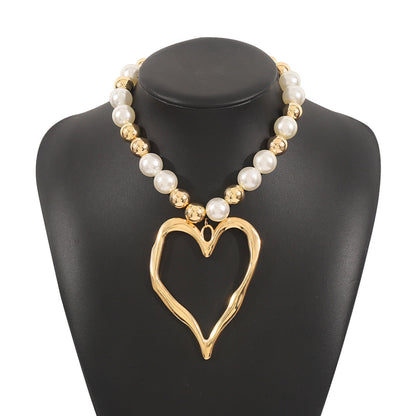 Steampunk Heart Pearl Necklace