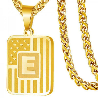 Initial Block Pendant Necklace