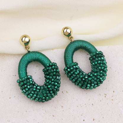 Beaded Gold Cluster Stud Earrings