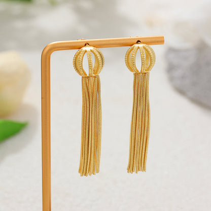 Gold Tassel Chain Earrings