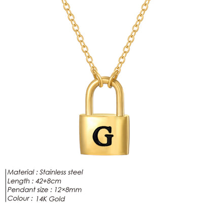 Initial Padlock Pendant Necklace