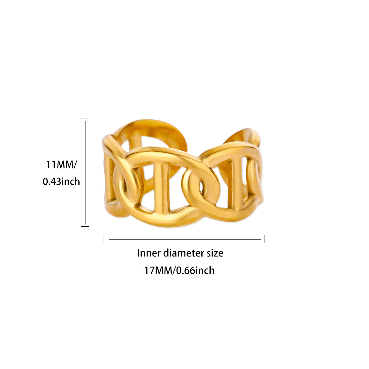 Gold Chain Link Open Ring