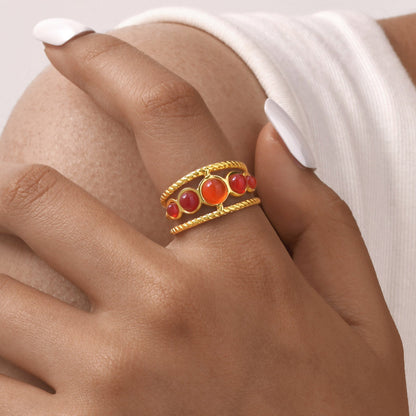 Adjustable Carnelian Stone Stacking Ring