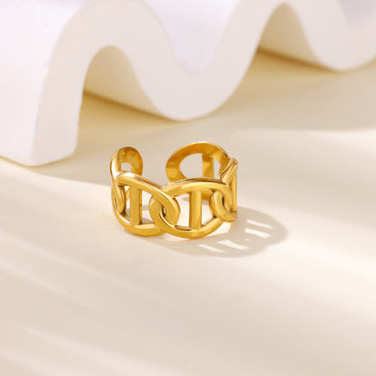 Gold Chain Link Open Ring
