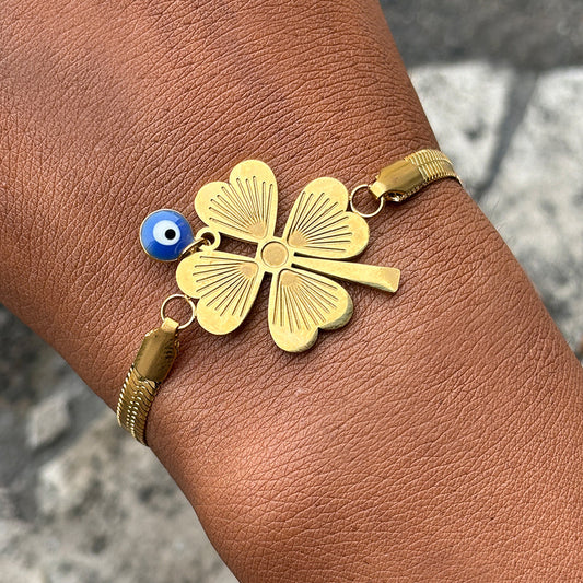 Lucky Clover Evil Eye Bracelet