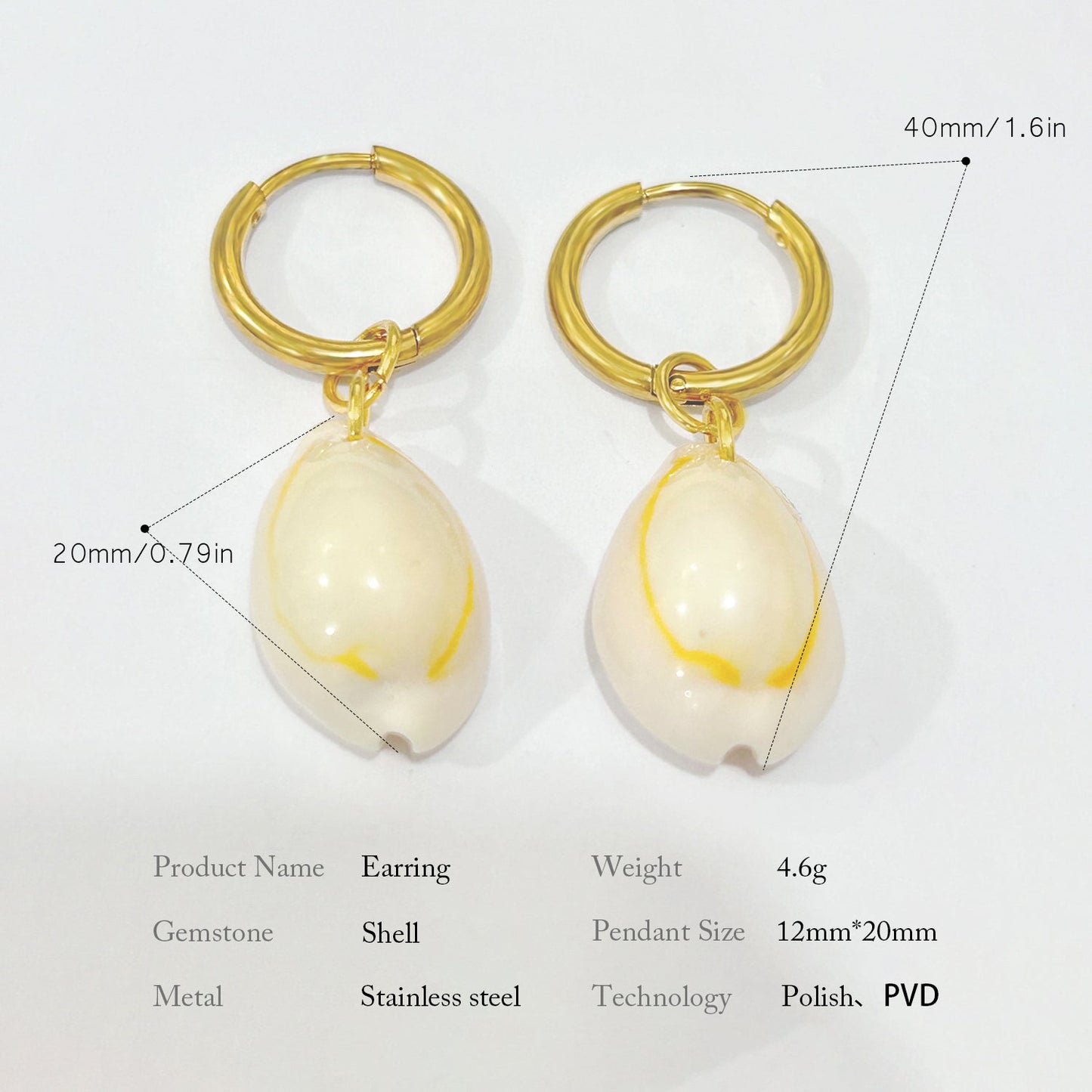 Cowrie Shell Hoop Earrings