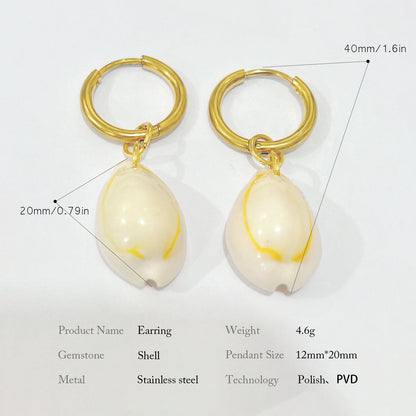 Cowrie Shell Hoop Earrings