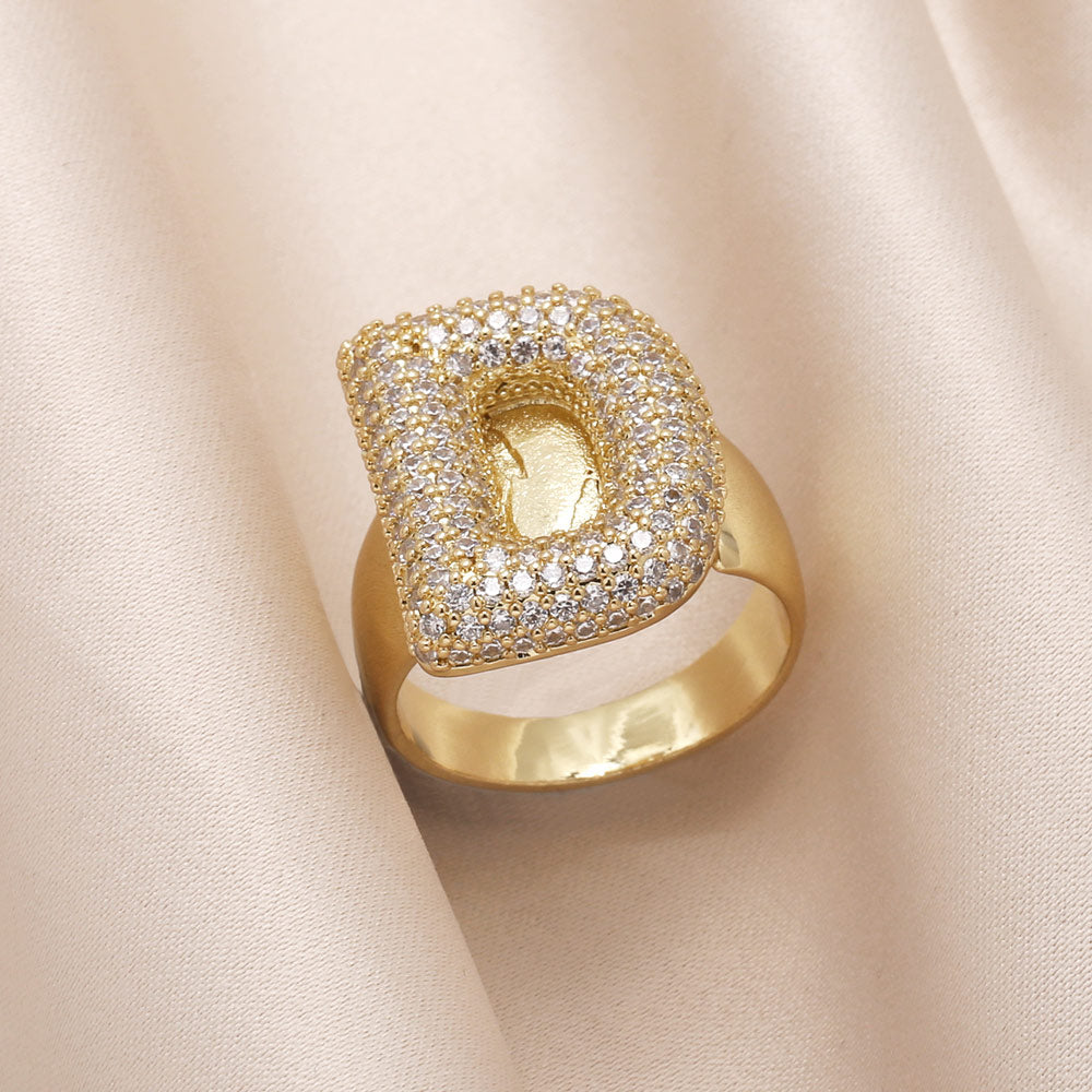 Gold Bubble Letter Initial Ring